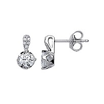 925 Sterling Silver CZ Fancy Stud Earrings