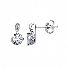 925 Sterling Silver CZ Fancy Stud Earrings