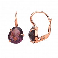 ROSE PLATED 925 Sterling Silver AMETHYST COCKTAIL EARRING