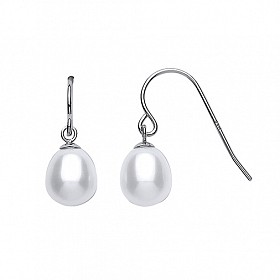 7.5-8MM 925 Sterling Silver Freshwater Pearl Drop Earrings (AAA Grade)