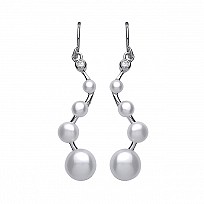 Sterling 925 Sterling Silver Freshwater Pearl Swirl Drop Earrings