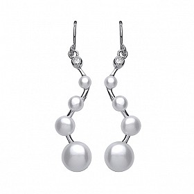 Sterling 925 Sterling Silver Freshwater Pearl Swirl Drop Earrings