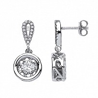 925 Sterling Silver CZ Floating Solitaire Stone Fancy Drop Earrings