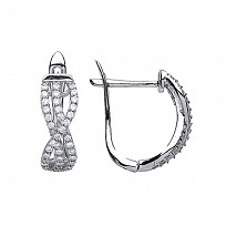 925 Sterling Silver CZ Pave Crossover Hoop Earrings