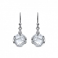 925 Sterling Silver CZ Fancy Drop Fish Hook Dangle Earrings