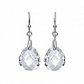 925 Sterling Silver CZ Fancy Drop Fish Hook Dangle Earrings