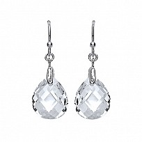 925 Sterling Silver CZ Fancy Drop Fish Hook Dangle Earrings
