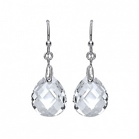 925 Sterling Silver CZ Fancy Drop Fish Hook Dangle Earrings