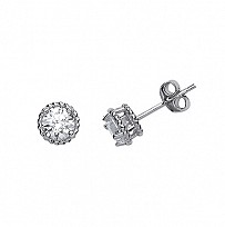 925 Sterling Silver CZ Fancy Stud Earrings