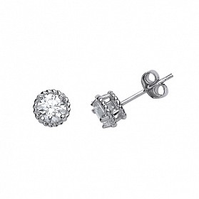 925 Sterling Silver CZ Fancy Stud Earrings