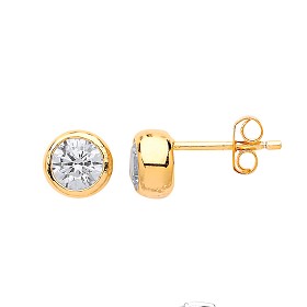 Gold Plated CZ Stud Earrings