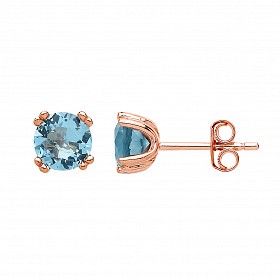 Rose Gold Plated Aqua CZ Stud Earrings