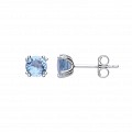 925 Sterling Silver Aqua CZ Stud Earrings