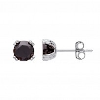 925 Sterling Silver Onyx Cubic Zirconia Double Claw Stud Earrings