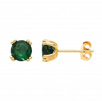 Gold Plated Emerald CZ Stud Earrings