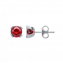 925 Sterling Silver Ruby CZ Stud Earrings
