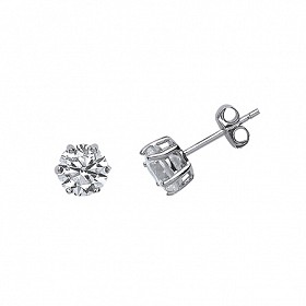 925 Sterling Silver Cubic Zirconia Claw Set Studs