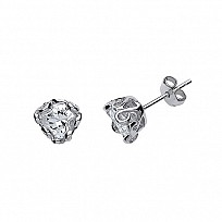 925 Sterling Silver CZ Fancy Claw Set Studs