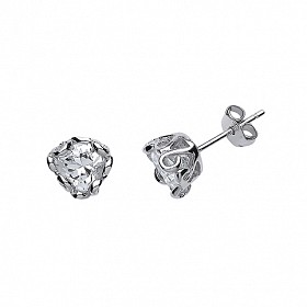 925 Sterling Silver CZ Fancy Claw Set Studs
