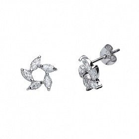925 Sterling Silver CZ Flower Stud Earrings