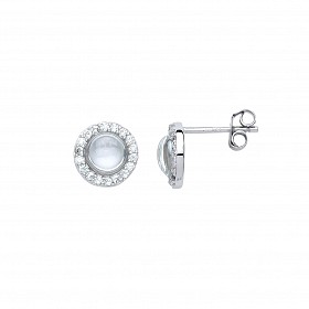 925 Sterling Silver CZ & Clear Stud Earrings