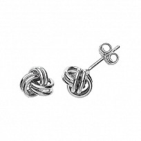 925 Sterling Silver Rhodium Plated Knot Stud Earrings