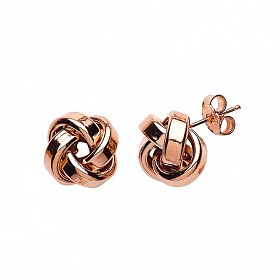 Rose Gold Plated Flat Knot Stud Earrings