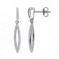 925 Sterling Silver CZ Fancy Drop Earrings