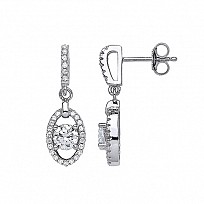 925 Sterling Silver CZ Fancy Drop Earrings