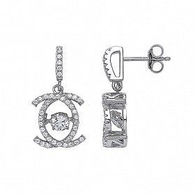 925 Sterling Silver CZ Fancy Drop Earrings