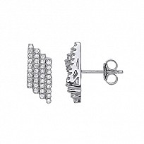 925 Sterling Silver CZ Pave Fancy Stud Earrings