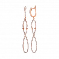 Rose Gold Plated CZ Pave Fancy Drop Earrings