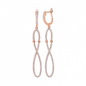 Rose Gold Plated CZ Pave Fancy Drop Earrings