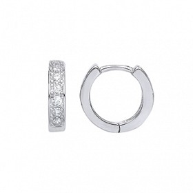 925 Sterling Silver CZ Huggie Earrings