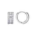 925 Sterling Silver CZ Baguette Huggie Earrings