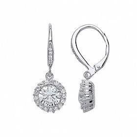 925 Sterling Silver CZ Fancy Drop Earrings