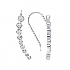 925 Sterling Silver CZ Cuff Wrap Earrings