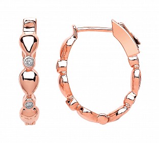 Rose Gold Plated fancy CZ Hoops