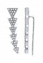 925 Sterling Silver CZ Fancy Cuff Earrings