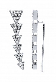 925 Sterling Silver CZ Fancy Cuff Earrings