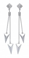 925 Sterling Silver CZ Fancy Double Spike Drop Earrings