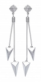 925 Sterling Silver CZ Fancy Double Spike Drop Earrings