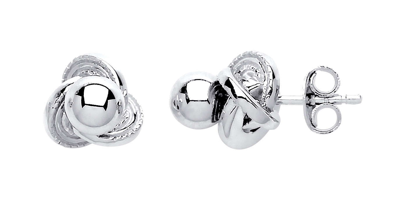 925 Sterling Silver Fancy Knot Stud Earrings