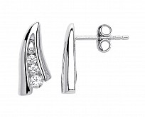925 Sterling Silver Fancy Channel Set Stud Earrings