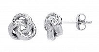 925 Sterling Silver Polish & Twist Knot Stud Earrings : Rose Gold Plating