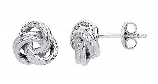 925 Sterling Silver Polish & Twist Knot Stud Earrings : Rose Gold Plating