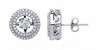 925 Sterling Silver CZ Round Floating Stone Stud Earrings