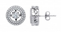 925 Sterling Silver CZ Round Floating Stone Stud Earrings