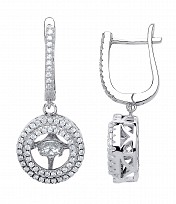 925 Sterling Silver CZ Round Floating Stone Drop Earrings