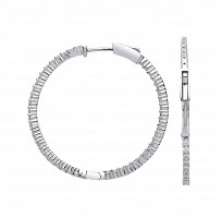 925 Sterling Silver CZ Claw Set Hoop Earrings